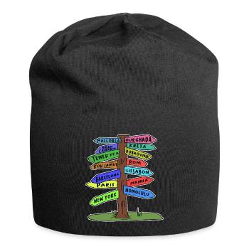 Verreisen Reisen Urlaub Ferien Sommer Auszeit - Jersey-Beanie - Schwarz - Vorne