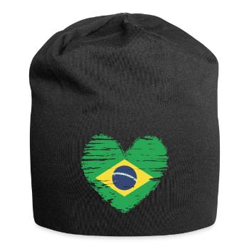 Brazil heart flag flag coat of arms - Jersey Beanie - black - Front