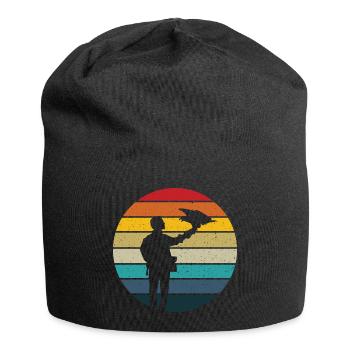 Falconer retro sunset falconry hawking falconer - Jersey Beanie - black - Front