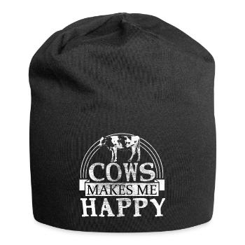 Kuh Kuhglocke Tier Geschenk - Jersey-Beanie - Schwarz - Vorne