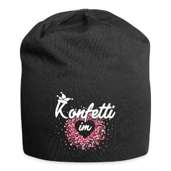 Konfetti im Herzen Fasching Karneval Konfetti - Jersey-Beanie - Schwarz - Vorne