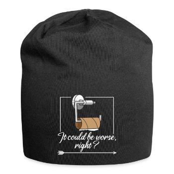 Toilet paper, Toilet roll, Fun, Bad luck, Bathroom - Jersey Beanie - black - Front