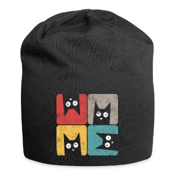 Quatre chats noirs fous regardez stupides - Bonnet en jersey - noir - Devant