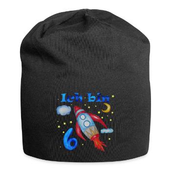 Rakete, Ich bin 6 Rakete - Jersey-Beanie - Schwarz - Vorne