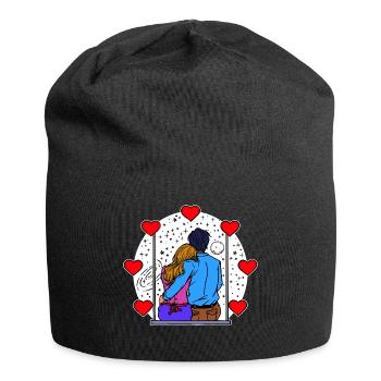 Liebespaar Valentinstag Romantik Herz - Jersey-Beanie - Schwarz - Vorne