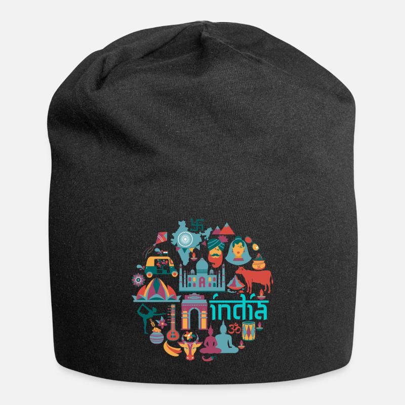 Indien - Jersey-Beanie - Schwarz