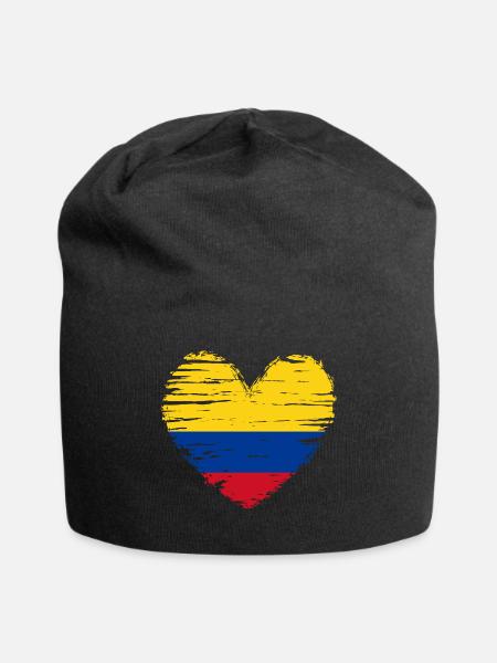 Colombie coeur drapeau blason - Bonnet en jersey - noir