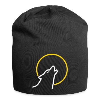 Wolf bei Vollmond - Jersey-Beanie - Schwarz - Vorne