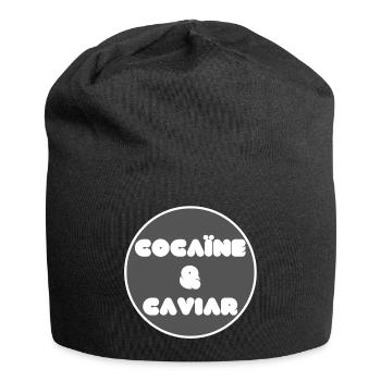 Kokain und Kaviar Geschenk Zitat schwarzer Humor - Jersey-Beanie - Schwarz - Vorne