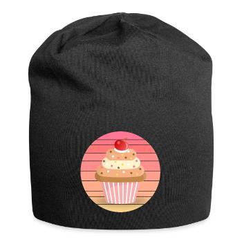 Muffin im Sonnenuntergang - Jersey-Beanie - Schwarz - Vorne
