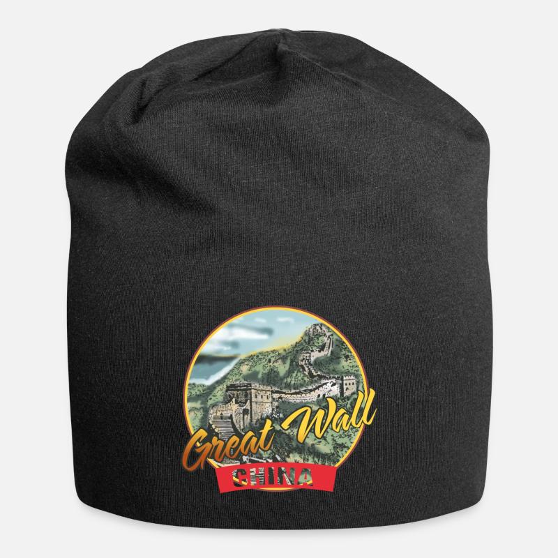 Chinesische Mauer China Wunder Denkmal Peking - Jersey-Beanie - Schwarz