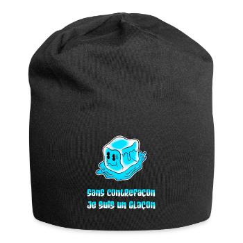 Ohne Fälschung bin ich ein Eiswürfel. - Jersey-Beanie - Schwarz - Vorne