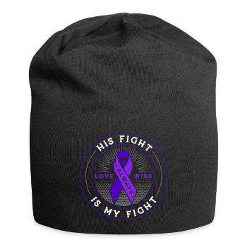 Sein Kampf ist hodgkin Lymphom-Krebs - Jersey-Beanie - Schwarz - Vorne