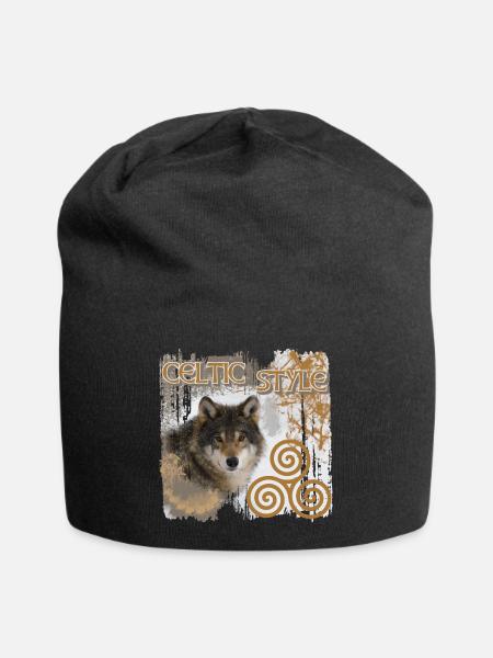 celts 9 with wolf and triskele - Jersey Beanie - black