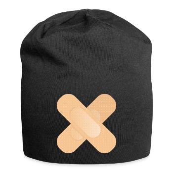 crossed sticking plaster as a design element - Jersey Beanie - black - Front