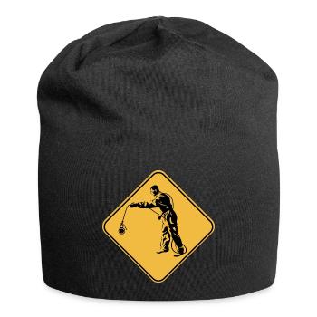 Panneau attention pêche à l'aimant idée cadeau - Bonnet en jersey - noir - Devant