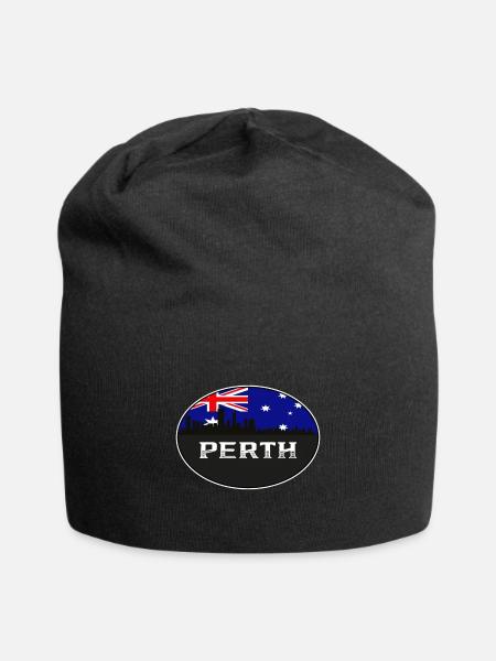 Perth Australien Skyline Silhouette australische Flagge - Jersey-Beanie - Schwarz