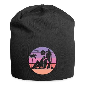 Mythische Silhouette - Anubis - Jersey-Beanie - Schwarz - Vorne