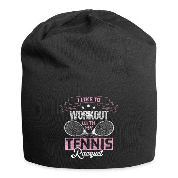 Tennis Aufschlag Tennisplatz Geschenk - Jersey-Beanie - Schwarz - Vorne