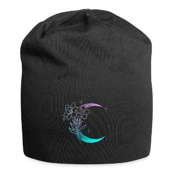 Lune avec fleurs dotwork tattoo - Bonnet en jersey - noir - Devant