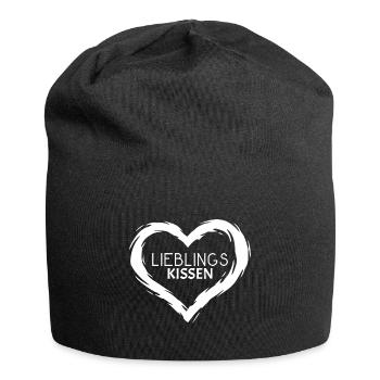 Herz Kissen - Jersey-Beanie - Schwarz - Vorne