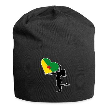 Silhouette Frau Herz Farbe Flagge von Guyana - Jersey-Beanie - Schwarz - Vorne
