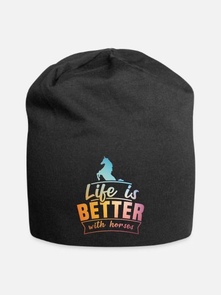 Life Is Better With Horses Design Horsing Shirt - Jersey Beanie - black