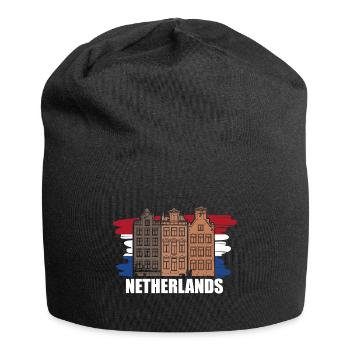 Netherlands Weed Pride Gift - Jersey Beanie - black - Front