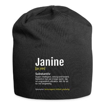 Janine Name Definition - Jersey-Beanie - Schwarz - Vorne