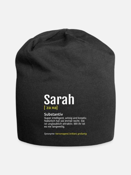 Sarah Name Definition - Jersey-Beanie - Schwarz