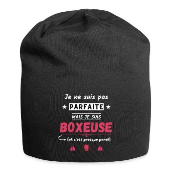 Je ne suis pas parfaite mais je suis boxeuse - Bonnet en jersey - noir - Devant