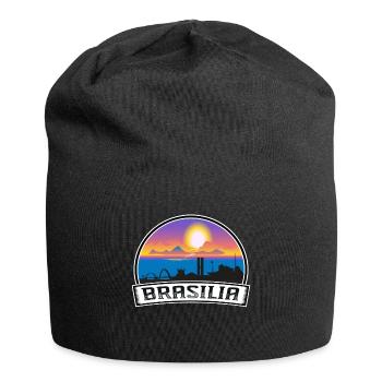 Brasilia Brasilien Skyline Vintage Sonnenuntergang Travel Souv - Jersey-Beanie - Schwarz - Vorne