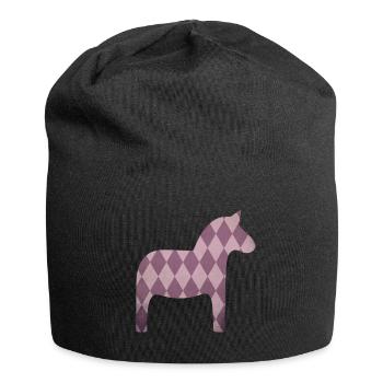 Dalapferd Rauten rosa Pferd Mädchen skandinavisch - Jersey-Beanie - Schwarz - Vorne