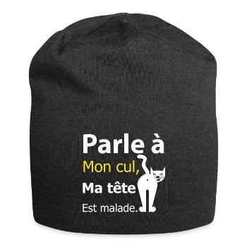 Humour chat Malade - Bonnet en jersey - charbon - Devant