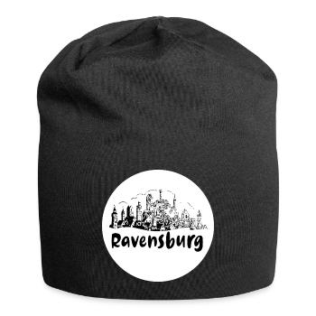 ravensburg, skyline, cercle, coupe de ciseaux, blanc - Bonnet en jersey - noir - Devant