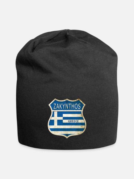 Zakynthos Greece Coat of Arms Flags Design - Jersey Beanie - black