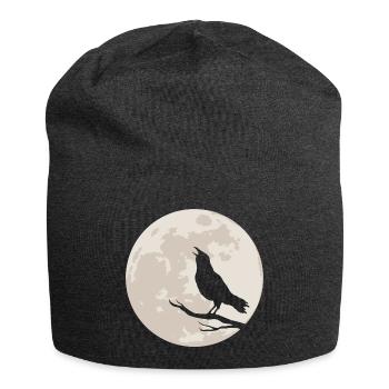 Silhouette de corbeau avant la pleine lune - Bonnet en jersey - charbon - Devant