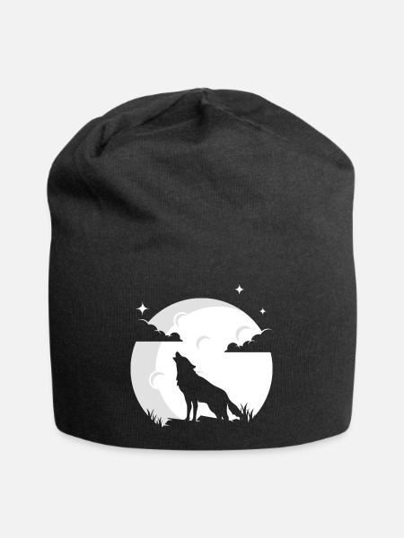 Wolf Mond Wolfsrudel Wolf Wölfe - Jersey-Beanie - Schwarz