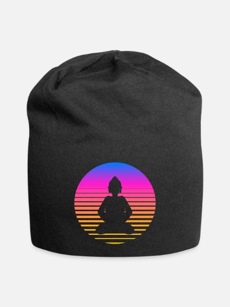 Buddha Retro Buddha Yoga Buddhismus - Jersey-Beanie - Schwarz