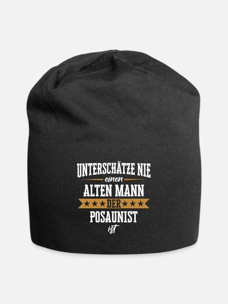 Posaune Posaunist Instrument Spruch - Jersey-Beanie - Schwarz