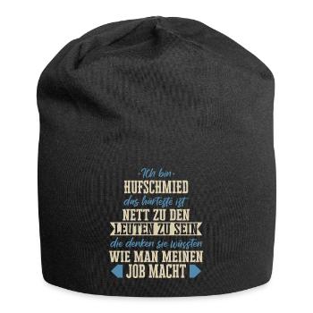 Hufschmied Hufe Schmied Tierhufen Hufeisen Spruch - Jersey-Beanie - Schwarz - Vorne