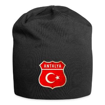 Emblème du drapeau Antalya Turquie - Bonnet en jersey - noir - Devant