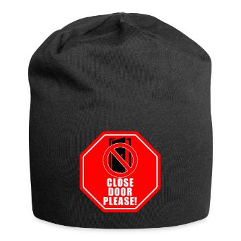 Tuer schliessen bitte | Tür schließen bitte - Jersey-Beanie - Schwarz - Vorne