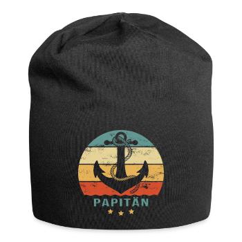 PAPITÄN Papa ist der Kapitän Vatertag Geschenkidee - Jersey-Beanie - Schwarz - Vorne