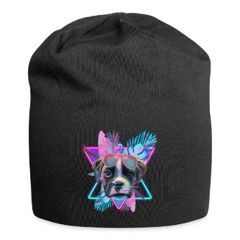 Boxer süßer Hund tropical neon cool welpe - Jersey-Beanie - Schwarz - Vorne