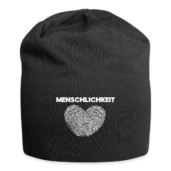 Frieden Liebe Menschlichkeit Spruch Herz Pazifist - Jersey-Beanie - Schwarz - Vorne