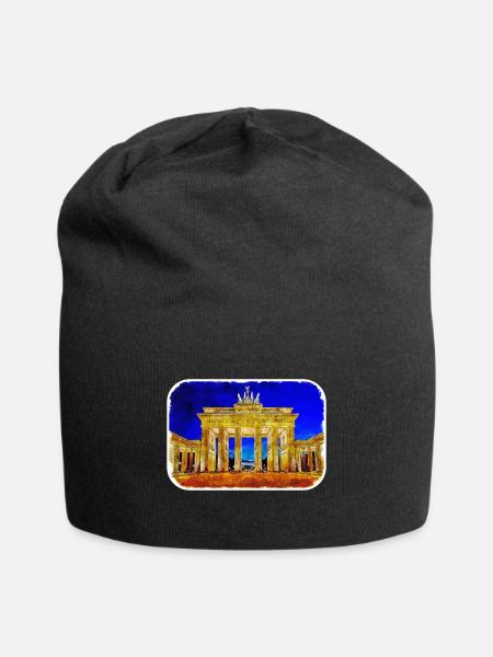 Berlin Deutschland Aquarell Skizze Gezeichnete Malerei - Jersey-Beanie - Schwarz