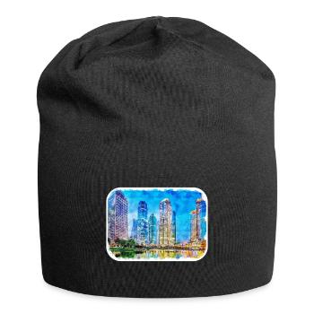 Shanghai China Aquarell Skizze Illustration - Jersey-Beanie - Schwarz - Vorne