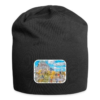 Quebec Canada Watercolor Sketch Drawn Illustration - Jersey Beanie - black - Front
