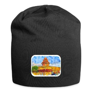 Peking China Aquarell Skizze Illustration - Jersey-Beanie - Schwarz - Vorne